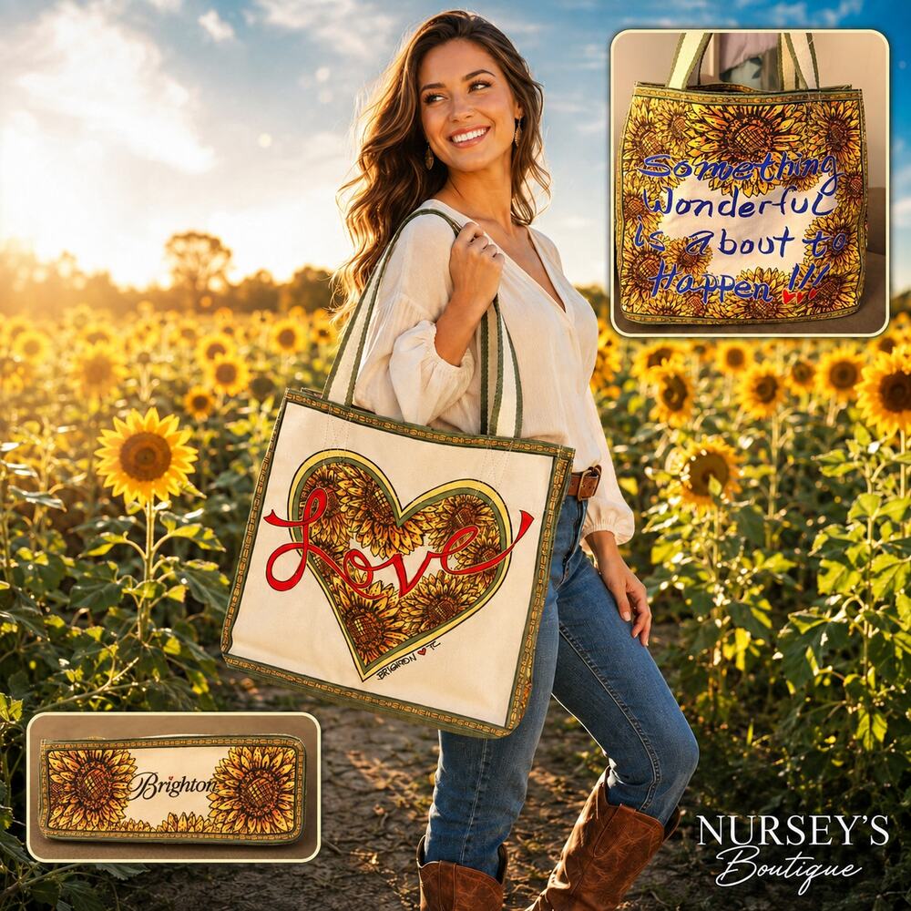 Brighton Tom Clancy Sunflower Love Canvas Tote Shopper Bag
